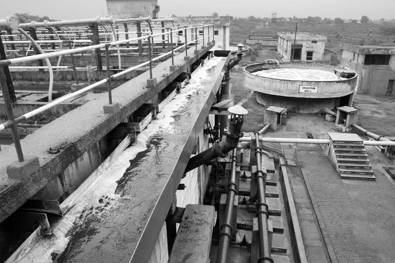 Upflow Anaerobic Sludge Blanket (UASB) Reactor and Collection Well at the Common Effluent Treatment Plant (CETP) in Jajmau industrial area, Kanpur, Uttar Pradesh
